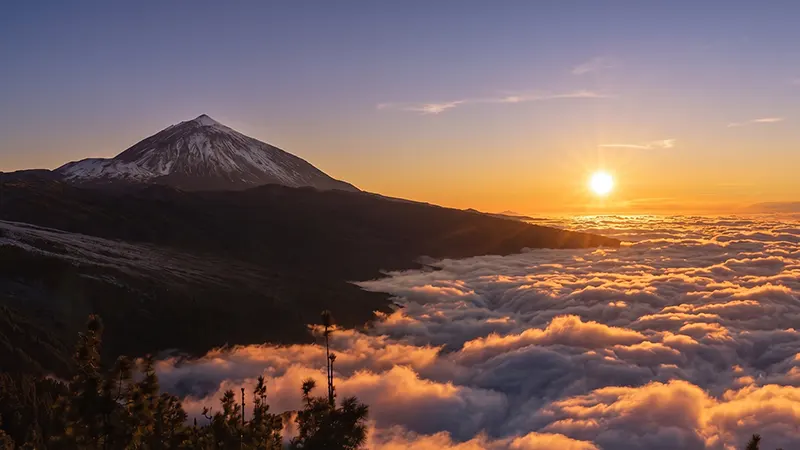 Teide et Coucher de&nbsp;soleil à&nbsp;Chipeque